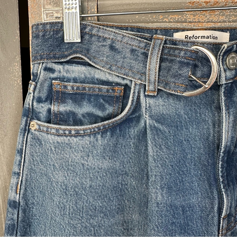 Reformation Dree Belted Baggy Wide Leg Jeans Sz 27 - Picture 6 of 15